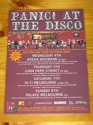 PANIC AT THE DISCO - 2006 'A FEVER...' Australian Tour - Laminated Promo Poster • $15.95