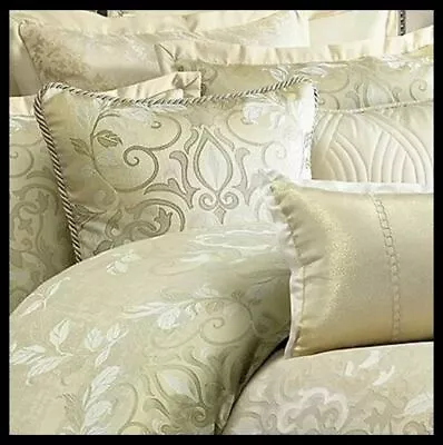 VERATEX Antalya QUEEN COMFORTER SET 5pc NEW PILLOW Floral Medallion GOLD WHITE • $248