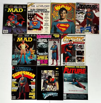 SUPERMAN 1 2 3 Movie Magazine 10pc Collection Lot Christopher Reeve DC Comics • $90