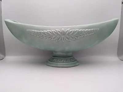 Dartmouth Pottery Gondola Mantle Vase B242 Pale Green W/ Leaf & Greek Key Design • £24