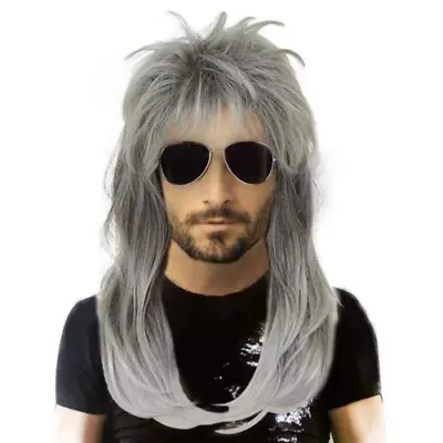 FYXZHUO Mens Grey Gradient Mullet Wigs 80s Rock And Roll For Men  • $32.95