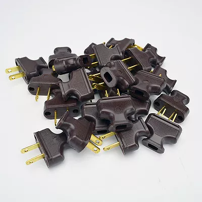 Box Of 25 BROWN Vintage Antique Style Electrical Plugs - 25 Lot - Lamp Cord   • $57.88