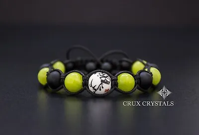 Men's Green Bamboo Gemstone Beads Bracelet Onyx Agate Shamballa Style Gift • $44