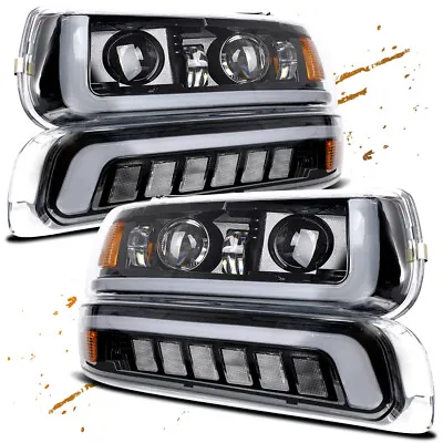 Projector LED Headlights + Bumper Lamps For 1999-2002 Chevy Silverado 1500 2500 • $275.99