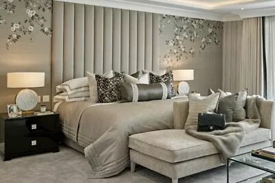 £69.99 • Buy Headboard Bed Panelled Velvet Upholstered Wall Mounted Panels