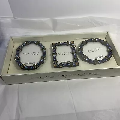 Pier 1 Set Of 3 Mini Photo Picture Frames Multi Color Stone Rhinestone 2-3.5  • $18.95