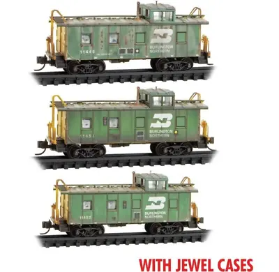 Micro Trains N Scale ~ Burlington Northern Weathered Caboose ~ 3 Pack ~ 98305055 • $89.92