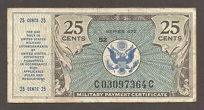 USA Military Payment Certificate 25 Cents 1948 (series 472); VG; P-M17; L-B1017a • $12.50