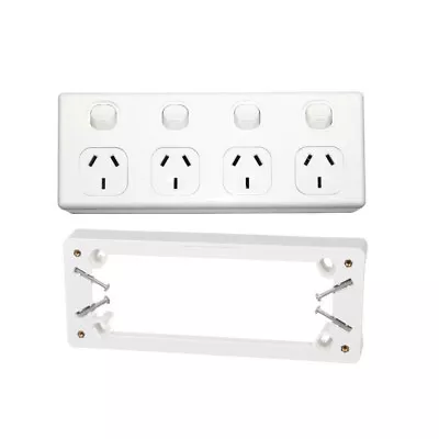 3A AU Quad PowerPoint 10A 250v & Mounting Block To Suit 4 Gang GPO Socket Outlet • $24.95