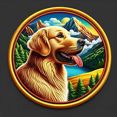 Golden Retriever Dog Patch Iron-on Applique Animal Badge Canine K9 Family Pet • $4