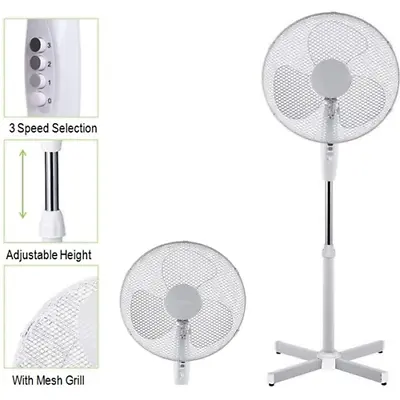 £30 • Buy Pedestal Fan With Remote 3 Speed Settings & Adjustable Height To 120cm