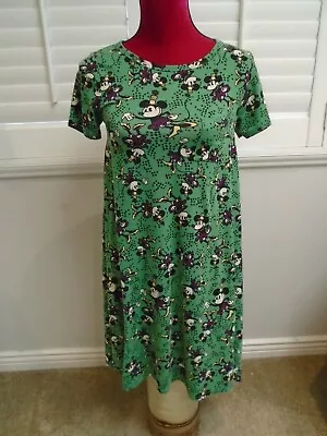 LuLaRoe DISNEY Minnie Mouse Green SS Pocket Pullover Carly Dress Size 2XS XXS • $14.99