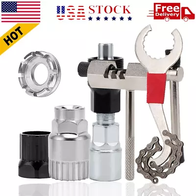 Bike Repair Tool 6 PCS Kit Crank Chain Cutter Extractor Bracket Freewheel Puller • $13.98