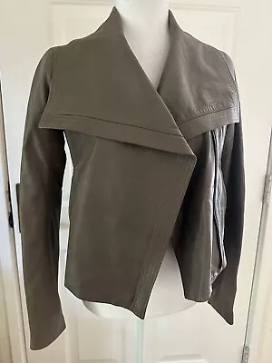 VINCE Leather Biker Moto Jacket Size XS Light Gray • $90