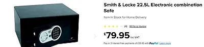 SAFE. Combination Laptop Safe. Smith & Locke 22.5L Electronic • £58.95