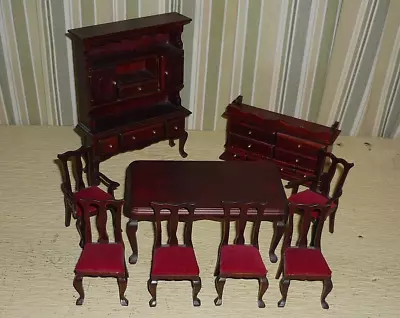 7 Handcrafted DOLLHOUSE MINIATURE Formal Dining Room Pieces. Queen Anne Style. • $49.17
