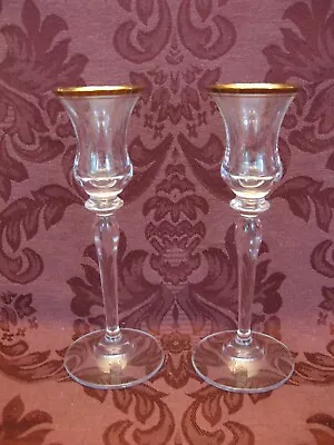 Mikasa Jamestown Clear (Gold) Crystal 7-3/4  Candlesticks - Set Of 2 -Excellent! • $19.99