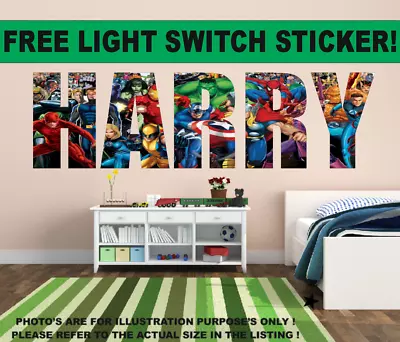 Personalised Marvel Avengers Super Heroes Wall Sticker Art Decal Decor Vinyl • $13.68