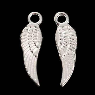 £1.30 • Buy ❤ 25 X SILVER Plated Angel SINGLE WING Charms Pendant 17mm Jewellery Making UK ❤