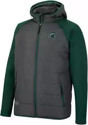 Michigan State Spartans Colosseum Mens Xl Charcoal Hooded Puffy Jacket • $39