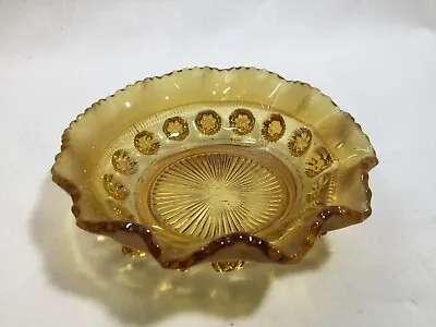 Vintage Davidson Amber Blackberry Pressed Prunt Pattern Glass Oval Bowl • £4.50