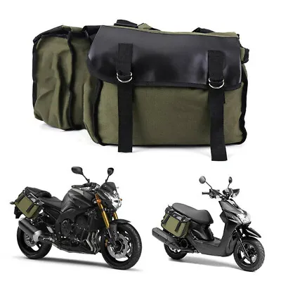 Motorcycle Touring Saddle Bag Touring Saddle Canvas Waterproof Panniers LugY-EN • $31.91