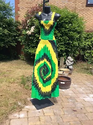 New Arriva Handmad Jamaican Flag  Colour Print Elasticated Maxi Dress... • £27.99