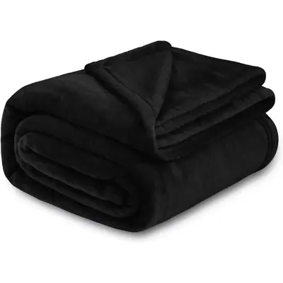 Thick Super Soft Winter Warm Soft Mink Queen Fleece Blanket 90  X 90  Black • $24.72