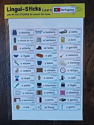 Lingui-Sticks Learn Portuguese 99 Fun Stickers For Around The House • £5