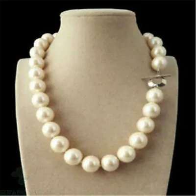 Rare Huge 14mm Genuine White South Sea Shell Pearl Round Beads Necklace 18'' AAA • $7.99