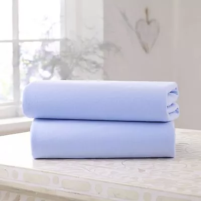 2 X Mini Cot / Space Saver Cot 100% Cotton Jersey Fitted Sheet Size 50 X 100 Cm • £8.99