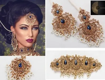 £44.99 • Buy New Heer Pakistani Indian Bengali Bridal Necklace Earrings Tikka Jewellery Set