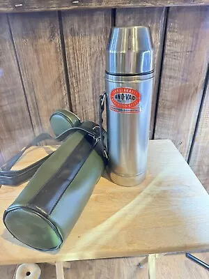 Vintage Uno-Vac Unbreakable Stainless Steel Thermos With Cap Made USA With Case • $22.95