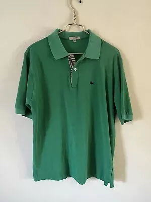 Burberry London Polo Shirt Short Sleeve Cotton Green Men’s Casual Size M FLAW • $30