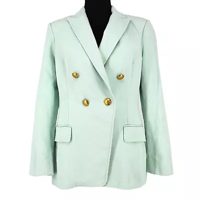 A.L.C. Sedgwick Mint Blazer Jacket Green Cotton Linen Double Breasted 6 Small M • $104.99