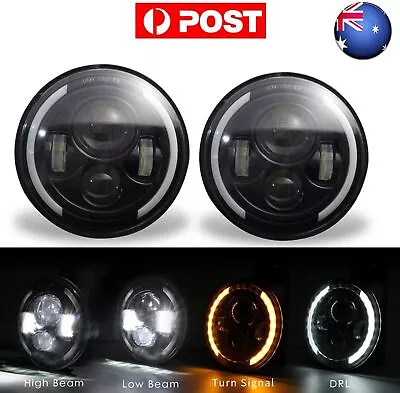 Pair 7'' Inch Halo Headlight Angle Eye For Nissan Patrol MQ GQ Y60 Ford Maverick • $45.98