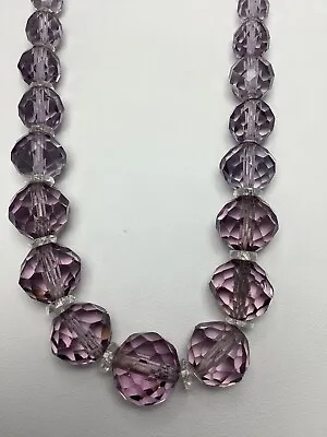 Vintage Faceted Purple Crystal Graduated Bead Necklace. • $30