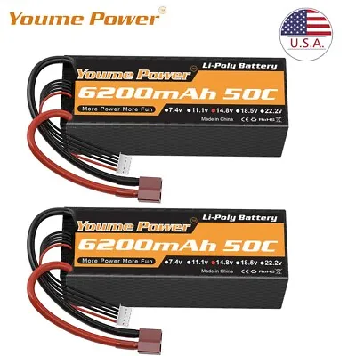 2PCS 14.8V 60C 6200mAh Deans/T Plug 4S LiPo Battery For RC Car Truck Buggy • $75.67