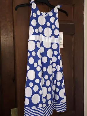 Brand New  Polka Dot Macy’s Rare Editions Blue Girls Spring Summer Dress Size 12 • $15