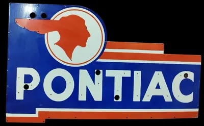 Vintage Pontiac Neon Skin Gas & Oil Porcelain Enamel Sign 36 X 24 Inches • $799