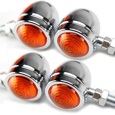 4x Motorcycle Chrome Bulb Bullet Blinker Turn Signal Tail Light For Harley HONDA • $17.81