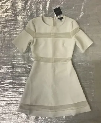 Bnwt Ladies   Topshop   White Mesh Insert Skater Dress - Uk 6 ! Rrp £38 ! • £9.99