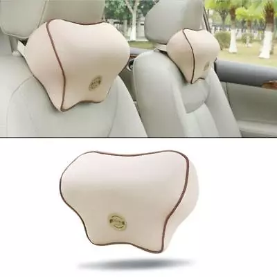 Beige Memory Foam Car Seat Headrest Pad Head Neck Cushion Pillow Soft Cotton • $15.99