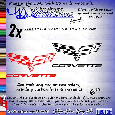 2PC Chevrolet Corvette Decals Emblems C4 C5 C6 C7 Zr1 Z06 Stingray Camaro Z28 SS • $5.99