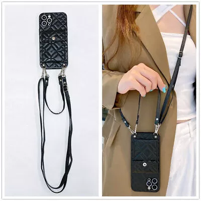 For Various Phone Classic Leather Wallet Case Cover Card Bag +2 Strap Women Hot • $10.58