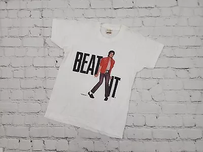 Rare Vintage 1984 Michael Jackson Beat It Album Promo T-shirt White Size 10-12 • $87.47