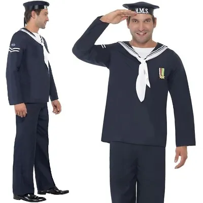 Mens Sailor Fancy Dress Costume Naval Seaman Outfit Navy By Smiffys • £26.99