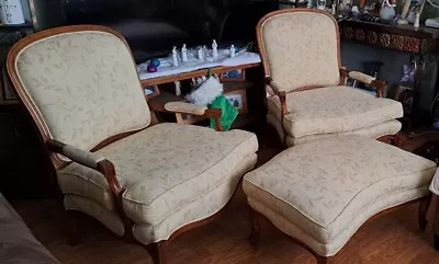 Set Of 3 2- French Accent Chairs And Ottoman Vintage 2000s • $1369.85