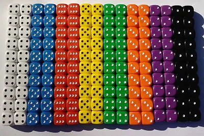 20 Of Opaque Six Sided Spot Dice Size 16mm - D6 RPG -  Game Dice - Wargaming • £3.80