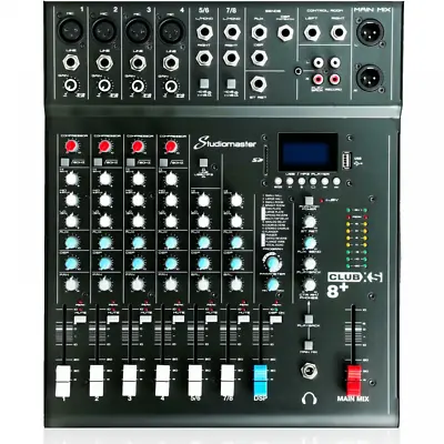 Studiomaster CLUB XS 8+ 8 Channel Mixer USB SD BT Playback DJ For Karaoke & PA • £185